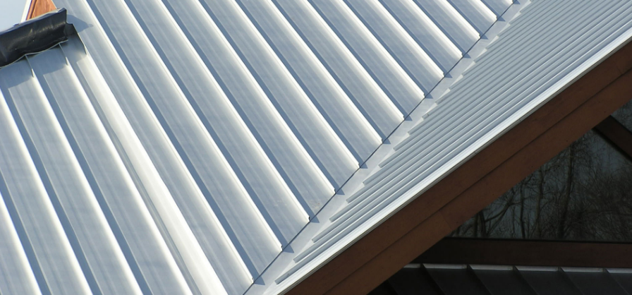 closeup of a home with a metal roof