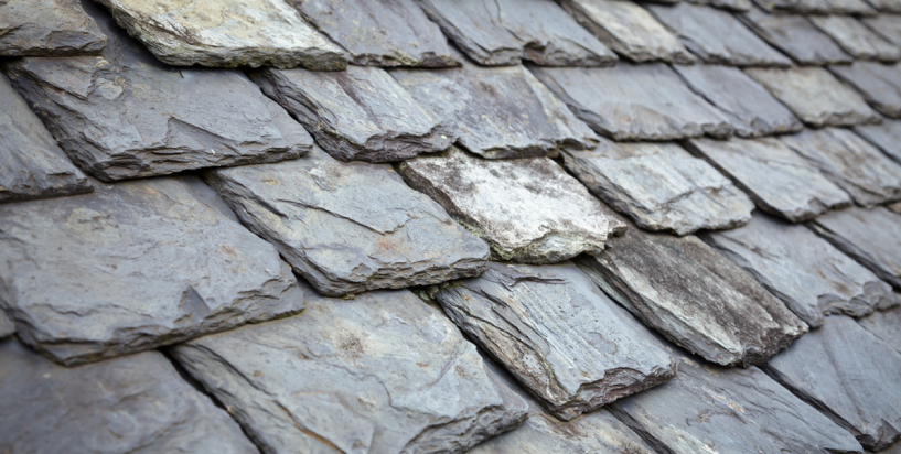 close-up of slate roof tiles