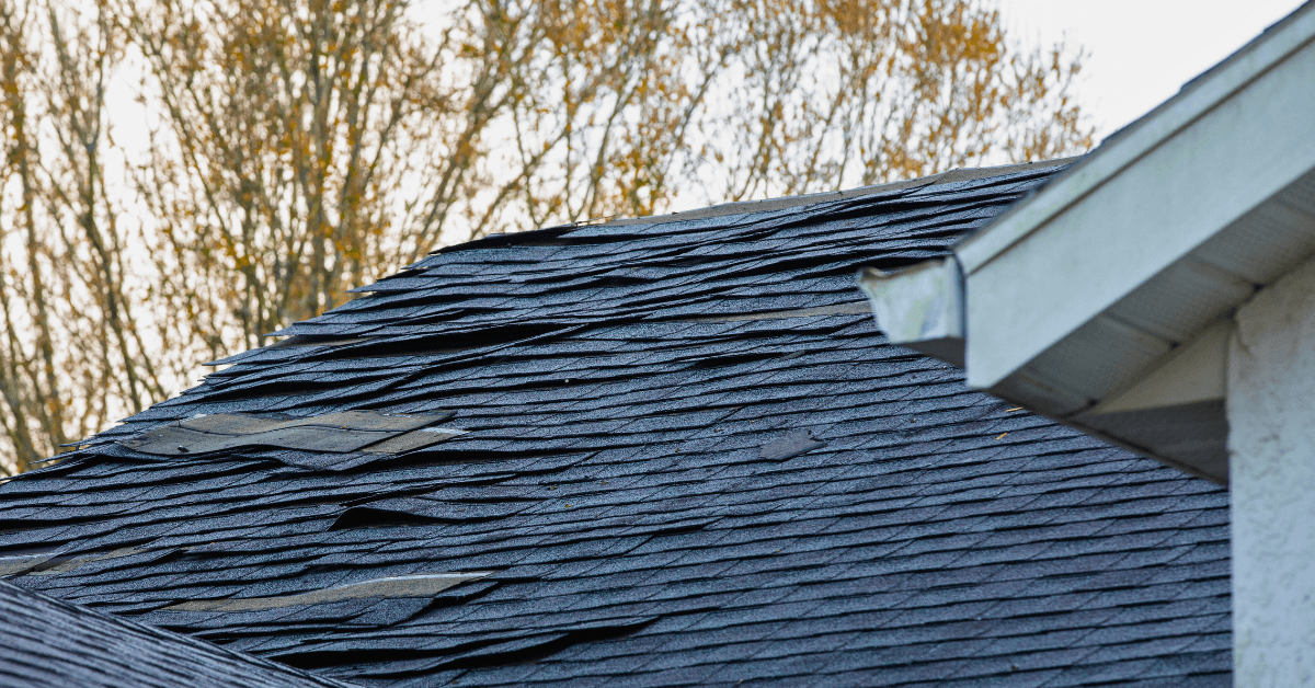 roof with damaged shingles